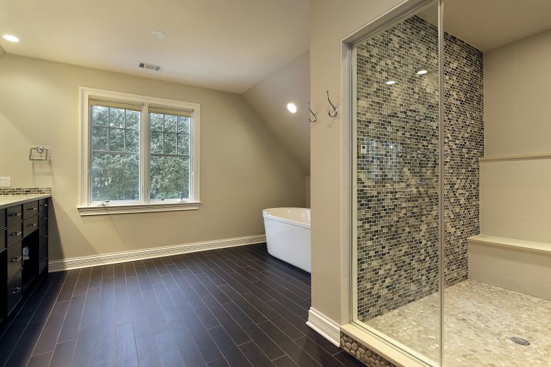 Contemporary Shower with Tile Work